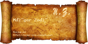 Móger Zoé névjegykártya